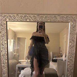 SHEIN Black Asymmetrical Off-Shoulder Skirt